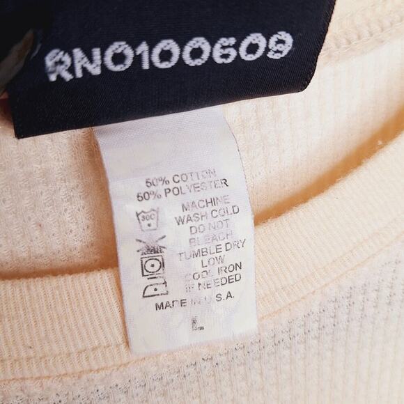 VTG Y2K Junk Food Thermal Top Rolling Stones Band Large Long Sleeve Lips Waffle - Picture 5 of 8